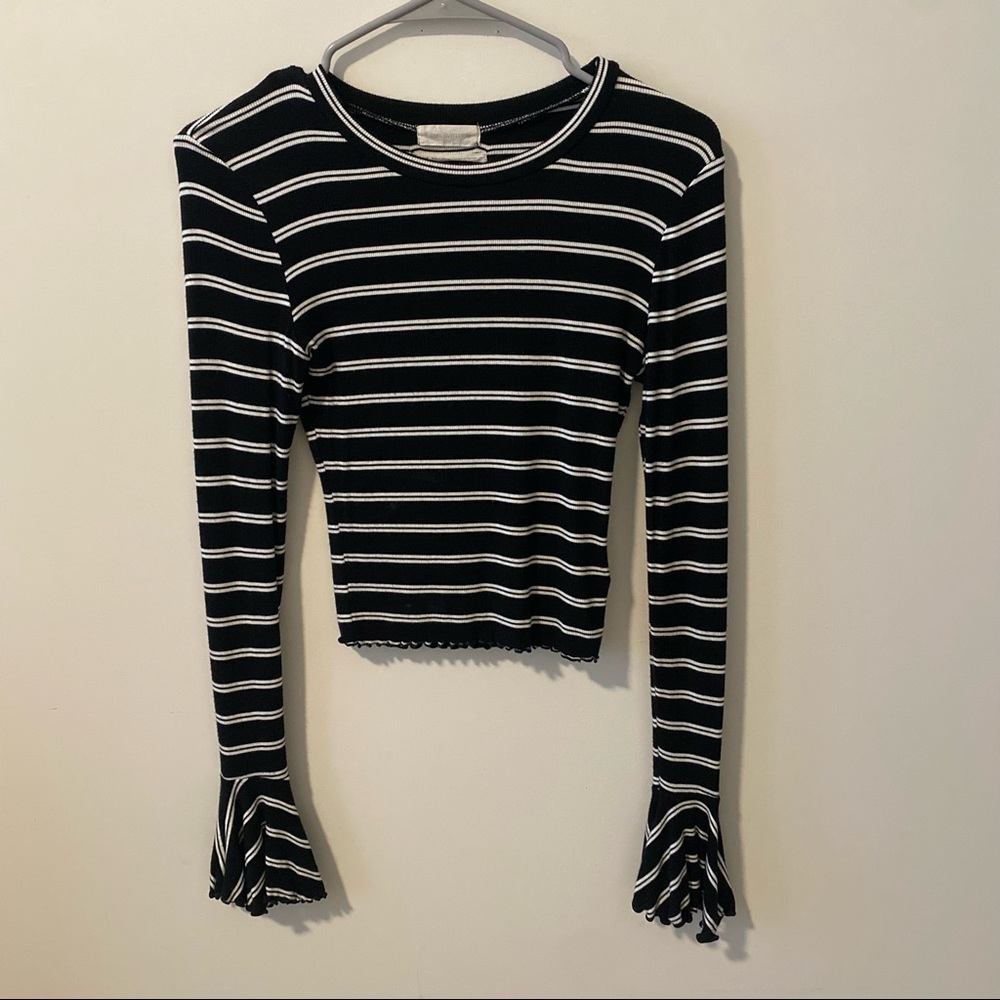 Urban Outfitters Striped Bell Sleeve Croptop